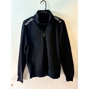 Michael Kors Men's 1/4 Zip Pullover, Sweatshirt, Black, Size small